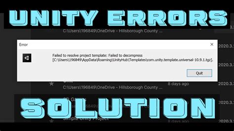 Enfailed To Resolve Project Template Unity
