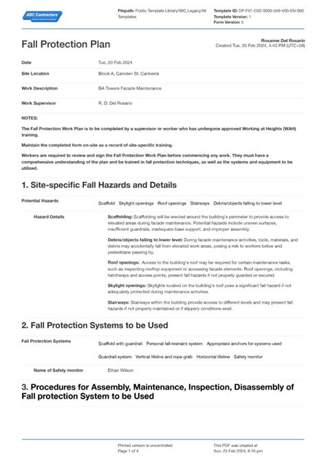 Enfall Protection Program Template