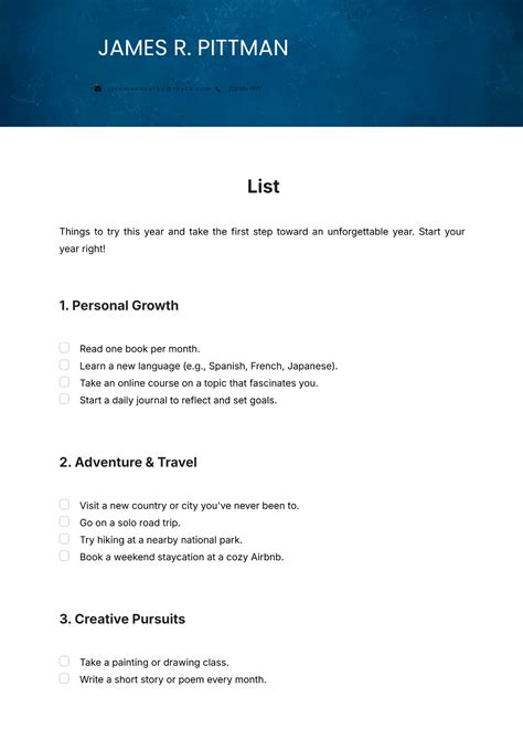 Enff E List Template