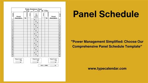 Enfillable Panel Schedule Template