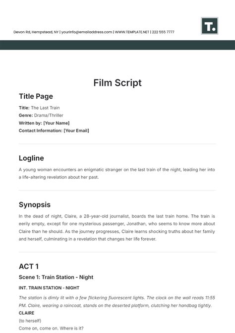 Enfilm Script Format Template