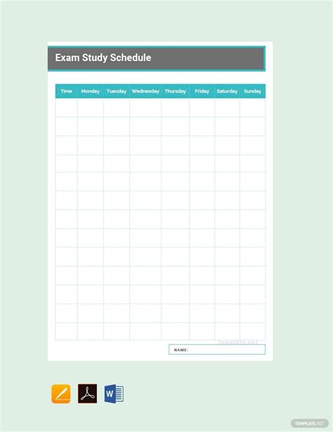Enfinal Exam Study Schedule Template