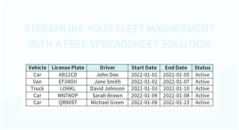 Enfleet Vehicle Tracking Template Excel
