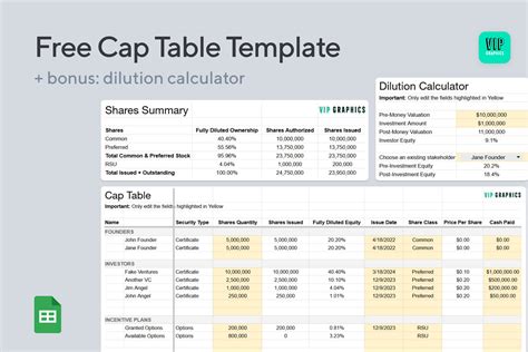 Enfree Cap Table Template Excel