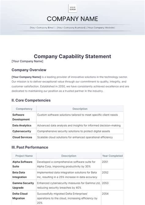 Enfree Capability Statement Editable Template