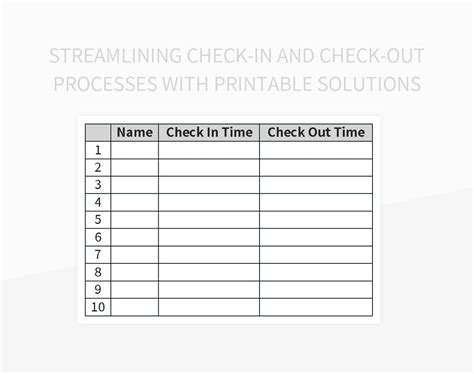 Enfree Check In Check Out Sheet Template