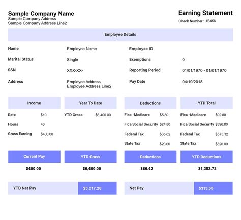 Enfree Check Stub Template With Calculator