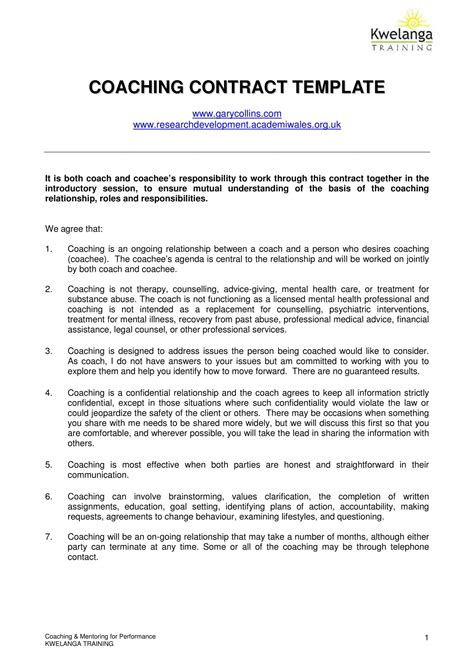 Enfree Coaching Contract Template