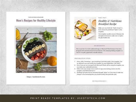 Enfree Cookbook Template Word