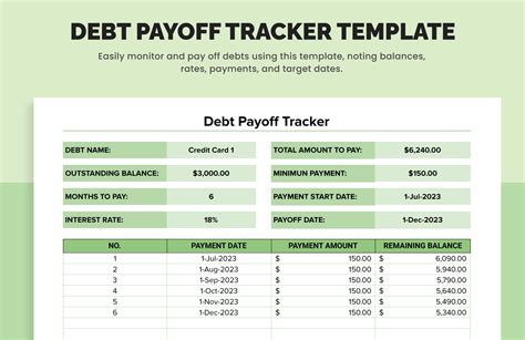 Enfree Debt Tracker Template