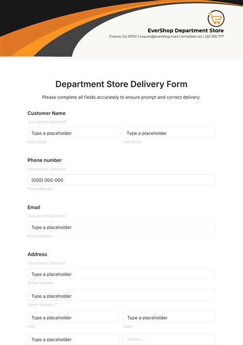 Enfree Delivery Form Template