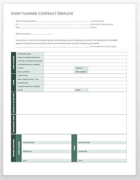 Enfree Event Planner Contract Template