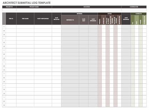 Enfree Excel Submittal Log Template