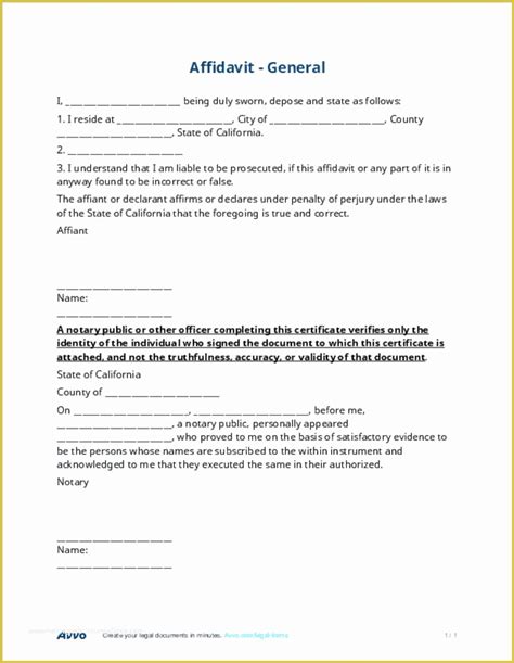 Enfree Florida Affidavit Template