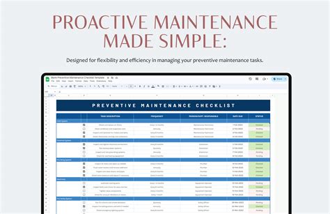 Enfree Preventive Maintenance Checklist Template Excel