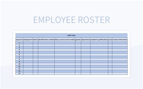 Enfree Roster Template Excel