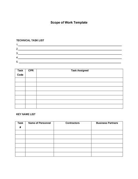 Enfree Scope Of Work Template Excel