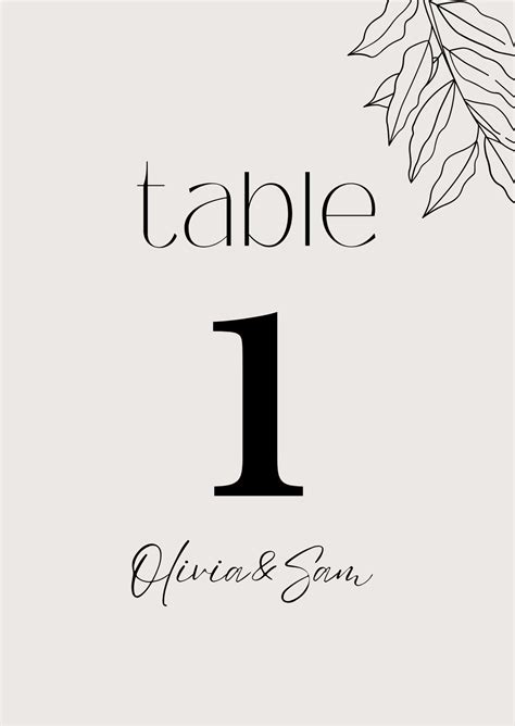 Enfree Table Number Template