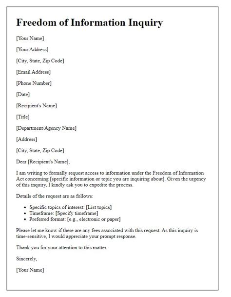Enfreedom Of Information Request Template