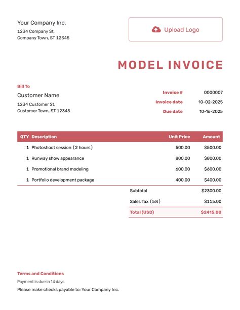 Enfreelance Model Invoice Template
