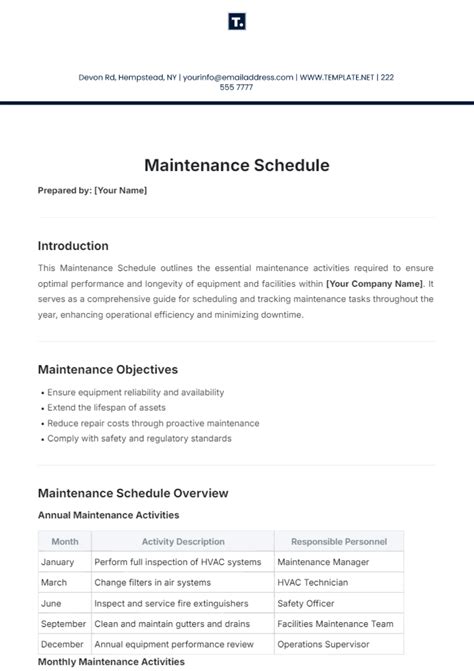 Enfunctional Maintenance Program Template