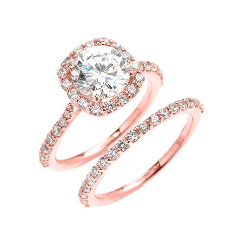 engagement rings rose gold set