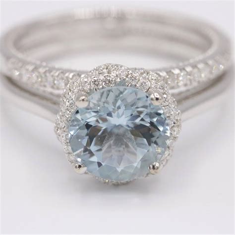 Engagement Rings With Aquamarine and Diamonds - Riccda