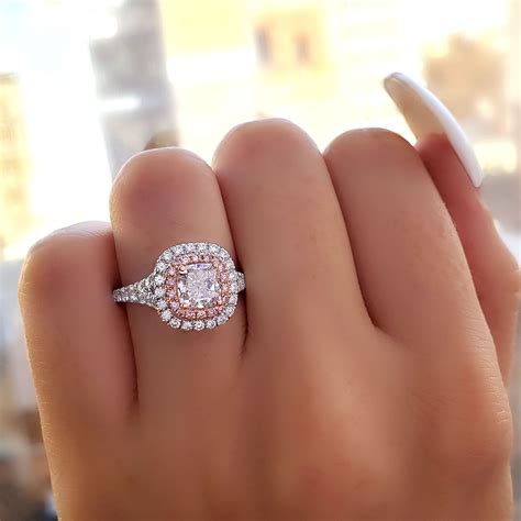 engagement rings with pink diamond accents