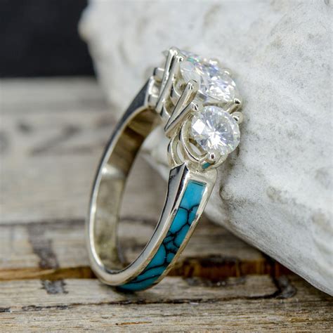 engagement rings with turquoise side stones