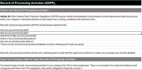 Engdpr Record Of Processing Activities Template