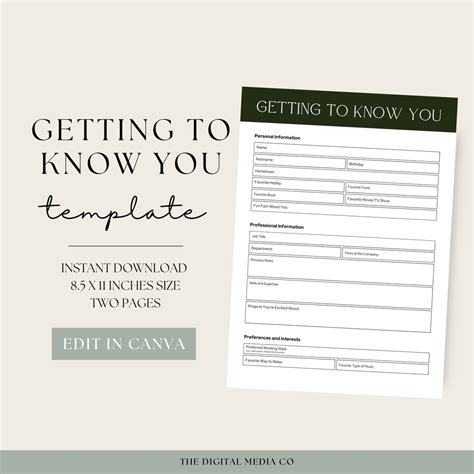 Enget To Know You Template
