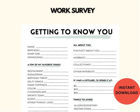 Enget To Know You Template For Work