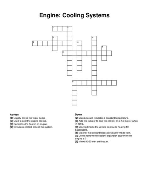 Engine Cooling Aid Crossword