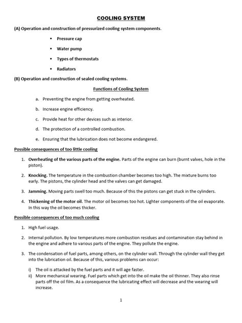 Engine Cooling System Notes