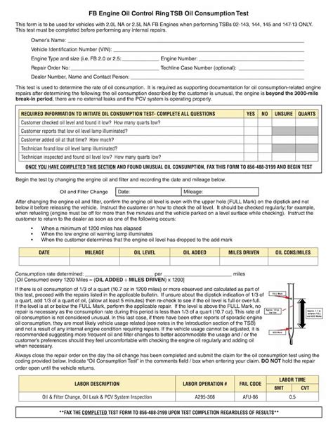 Engine Oil Consumption Test