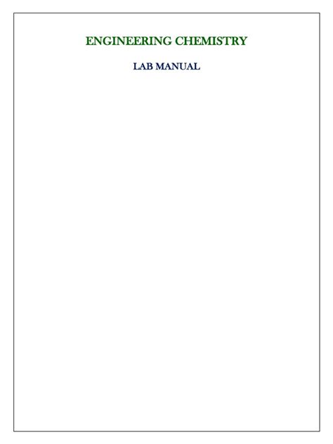 Engineering Chemistry Lab Manual Latest