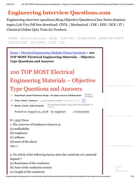 Engineering Materials Objective Questions And Answers Pdf