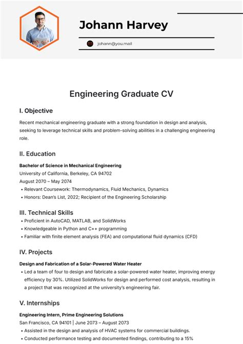 engineering placement cv example