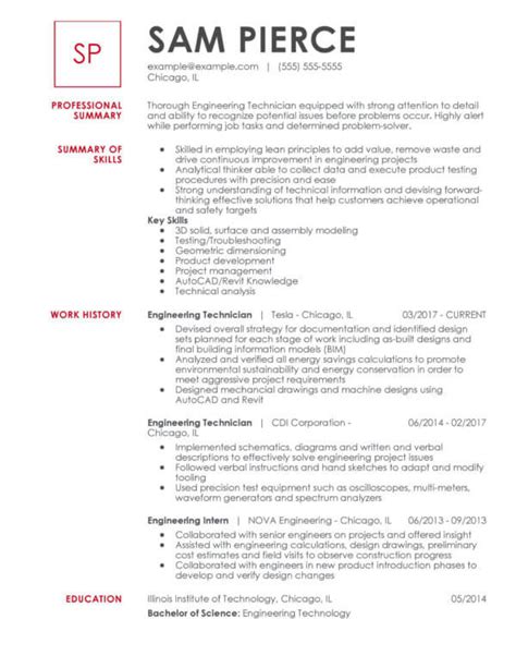 engineering professional summary examples