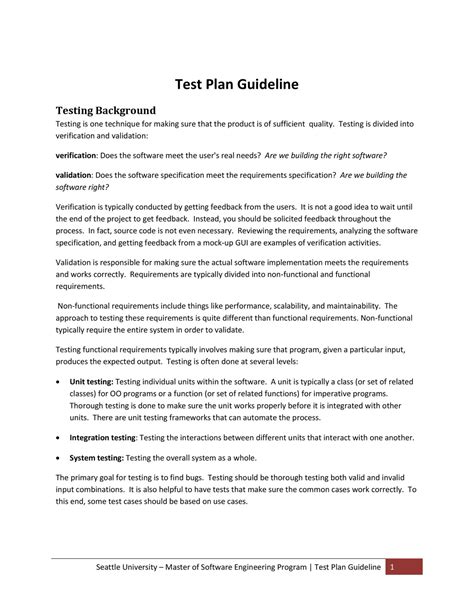 Engineering Test Plan Example