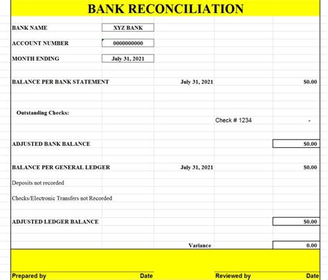 Engl Reconciliation Template Excel