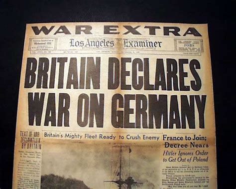 england declares war on germany