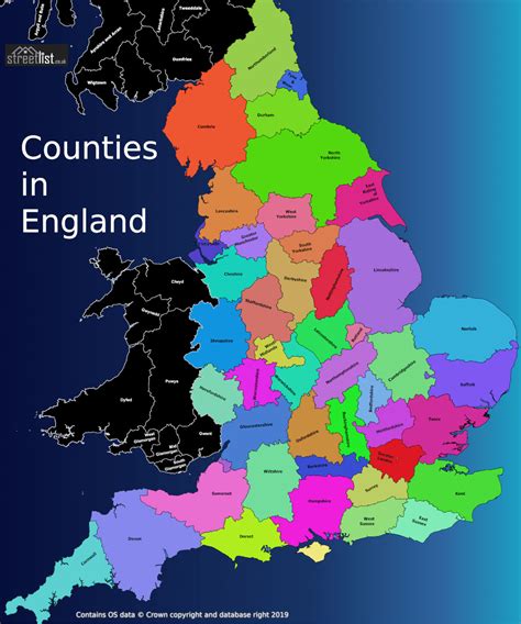 england map showing counties
