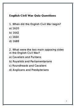english civil war quiz