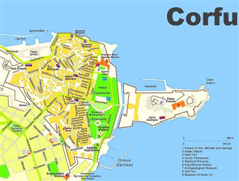 english map of corfu tourist