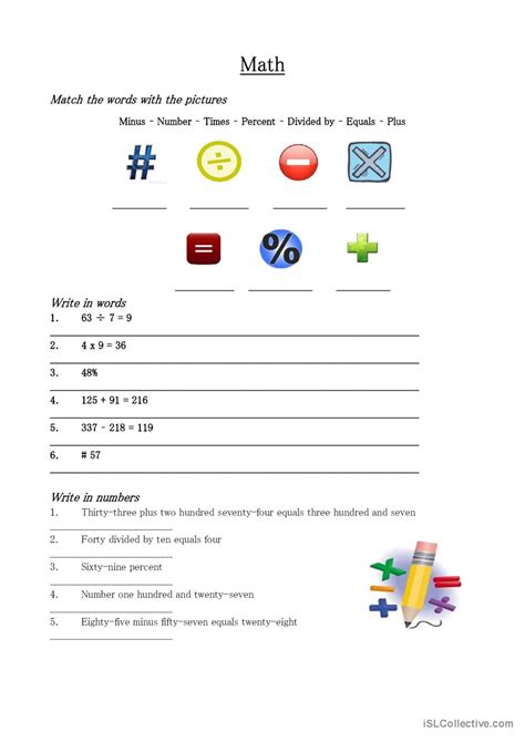 English Math Worksheet