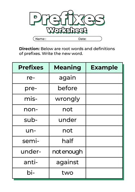 english prefix and suffix worksheet