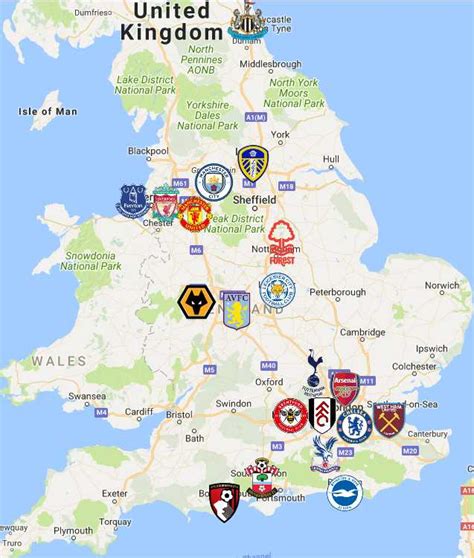 english premier league team location map
