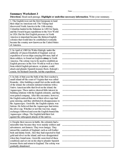 english summarizing exercises