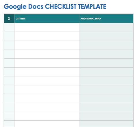 Engoogle Docs Checklist Template